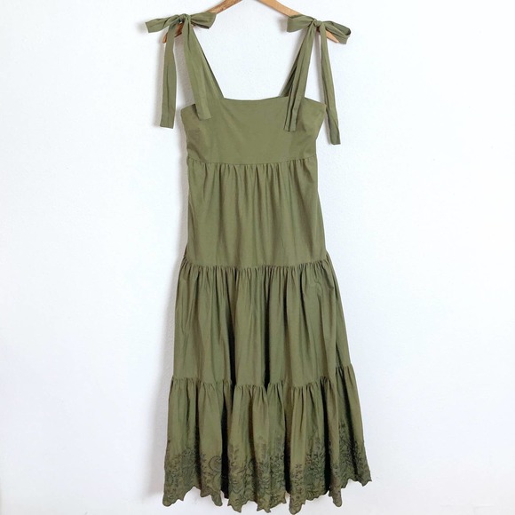 Jason Wu Olive Green‎ Tiered Maxi Dress // Size Small - Picture 1 of 7